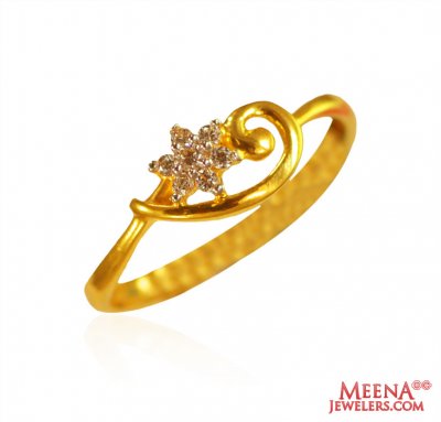 22Kt Gold CZ Ring ( Ladies Signity Rings )