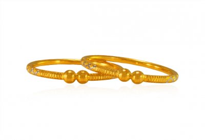 22KT Gold Fancy Kids Bangle (2 Pcs) ( Baby Bangles )