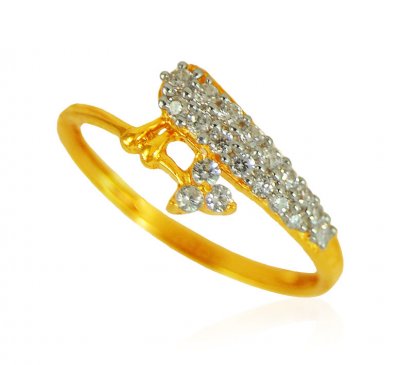 22KT Gold Signity Stone Ring ( Ladies Signity Rings )