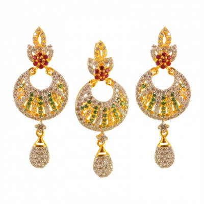 22karat Gold Pendant Set ( Precious Stone Pendant Sets )