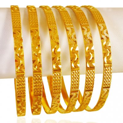 22Kt Gold Bangles (Set of 6)  ( Set of Bangles )