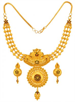 22kt Gold Necklace Set ( Gold Designer Sets )