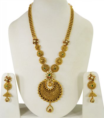 22Kt Antique Bridal Necklace Set (CUSTOM ORDER) ( Bridal Necklace Sets )