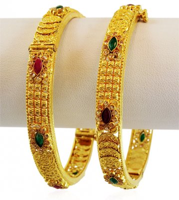 22K Gold Precious Stones Kada - BaKa17334 - 22K Gold Kada (Pair). Kadas ...