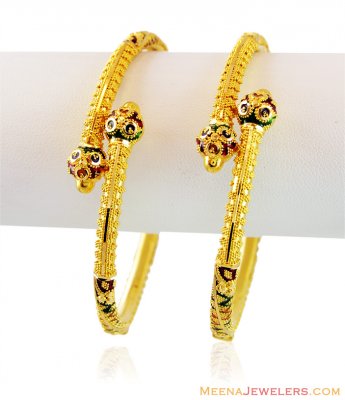 Gold Meenakari Pipe kada (2PC) ( Kadas )