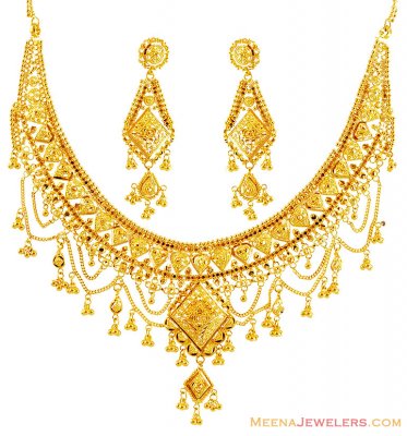 Designer Hangings Gold Necklace Set ( 22 Kt Gold Sets )