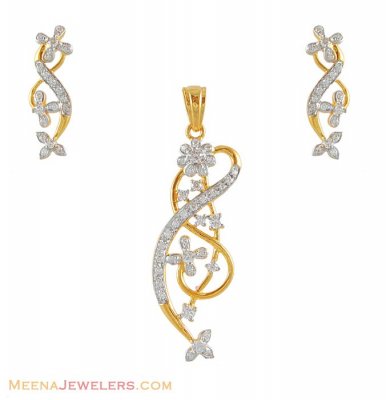 Signity Two Tone Pendant Set ( Fancy Pendant Set )