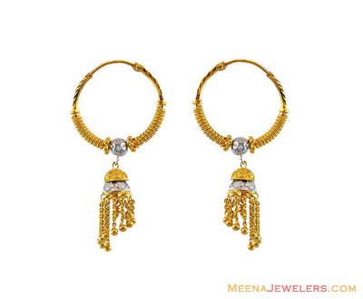 22K Designer Jhumki Bali ( Hoop Earrings )