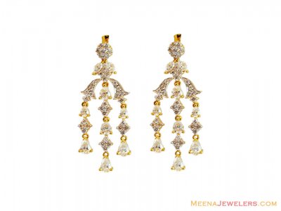 Designer 22k Two Tone CZ Earrings  ( Exquisite Earrings )