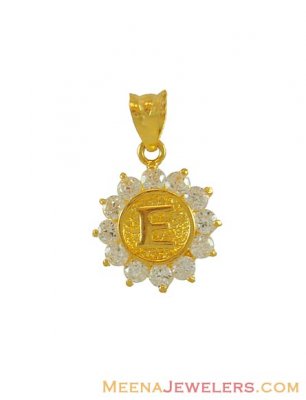 22k Gold Initial Pendant (E) ( Initial Pendants )