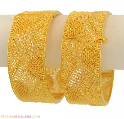 22K Yellow Gold Wide Bangles ( Kadas )