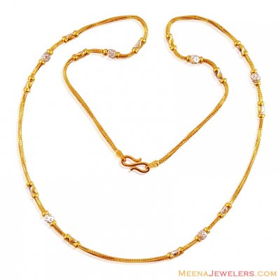 22K Gold Two Tone Chain ( 22Kt Gold Fancy Chains )