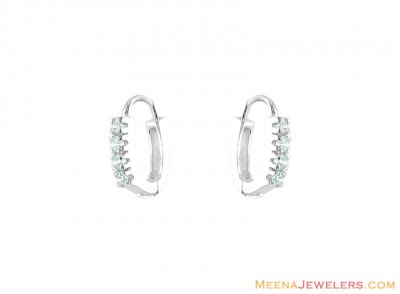 18K Clip On Earrings ( White Gold Earrings )