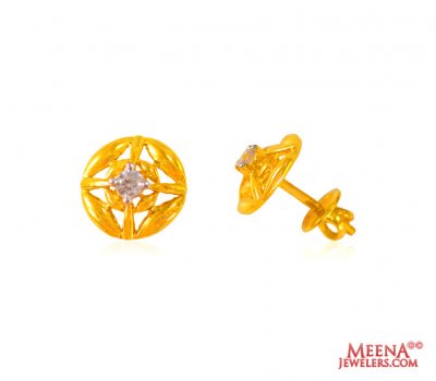 22Kt Gold CZ Tops ( Signity Earrings )