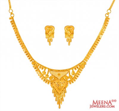 22 Karat Gold Necklace Earring Set ( 22 Kt Gold Sets )