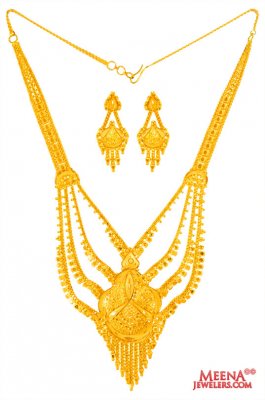 22 kt Gold Bridal Necklace Set ( Bridal Necklace Sets )