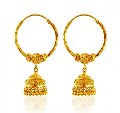 Filigree Hoop Earrings 22K Gold ( Hoop Earrings )