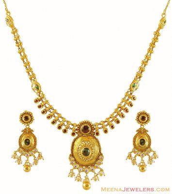 Antique Gold Necklace Set ( Antique Necklace Sets )