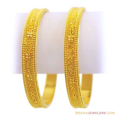 22K Fancy Filigree Gold  Bangles ( Gold Bangles )