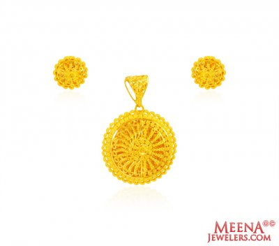 22k Gold Filigree Pendant ( Gold Pendant Sets )