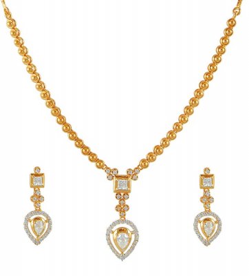 22Kt Signity Necklace Set ( Gold Designer Sets )