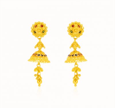 22kt Gold Long Jhumkhi Earring ( Long Earrings )