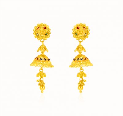 22kt Gold Long Jhumkhi Earring ( Long Earrings )