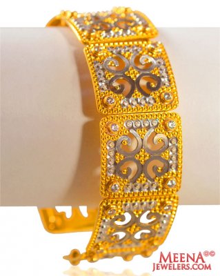 Designer Rhodium Kada (1 pc) ( Two Tone Bangles )