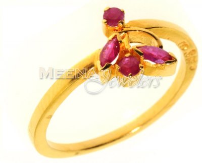 22kt Gold Ring with Ruby ( Ladies Rings with Precious Stones )