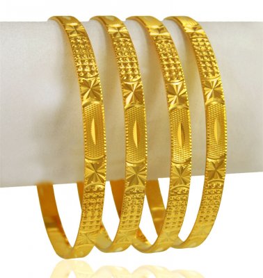 22 Kt Gold Machine Bangles (2Pcs) ( Gold Bangles )