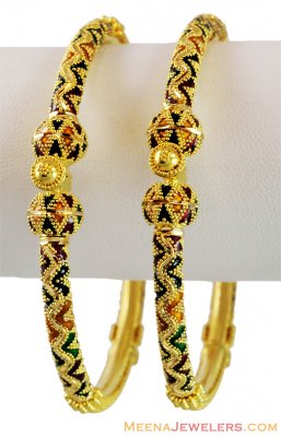 Meenakari 22k Gold Pipe Kadas  ( Kadas )