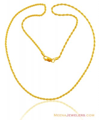 22k Yellow Rope Chain (18 Inches) ( Plain Gold Chains )