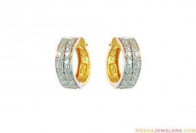 22k Fancy 2 Tone Clip On Earrings ( Clip On Earrings )