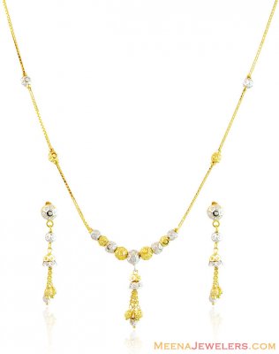 2 Tone Gold Balls Necklace Set 22k ( Light Sets )