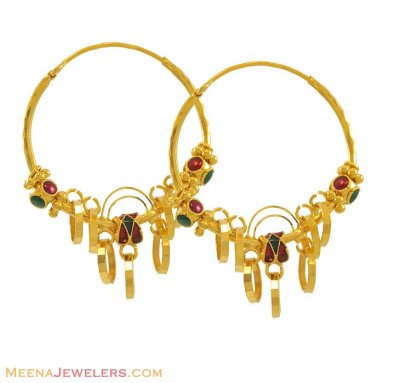 22k Exclusive Meenakari Hoops ( Hoop Earrings )