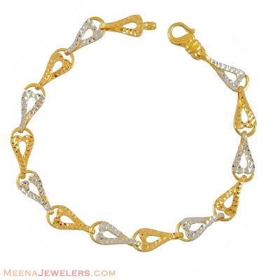 22K Fancy Two Tone Bracelet ( Ladies Bracelets )