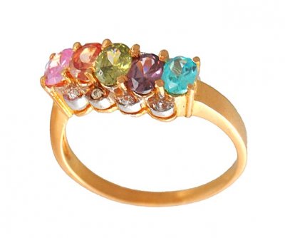 Gold Ring with Colored Stones ( Ladies Signity Rings )