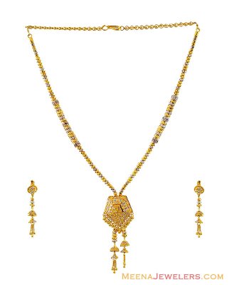 22K Fancy Two Tone Necklace Set ( 22 Kt Gold Sets )