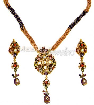 22 Kt Antique Gold Pendant Set ( Antique Pendant Sets )