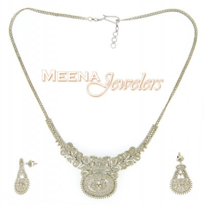 22Kt White Gold Necklace Set ( White Gold Sets )