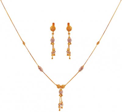 Two Tone 22K Gold Necklace Set  ( Light Sets )