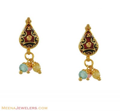 22k Meenakari Earrings ( 22Kt Gold Fancy Earrings )