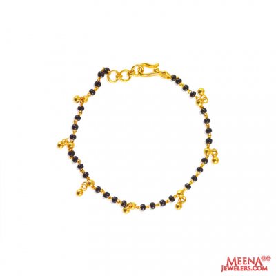 22KT Gold Kids Mania (1 pc) ( Black Bead Bracelets )