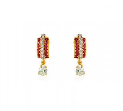 Ruby 22K Gold Earrings ( Clip On Earrings )