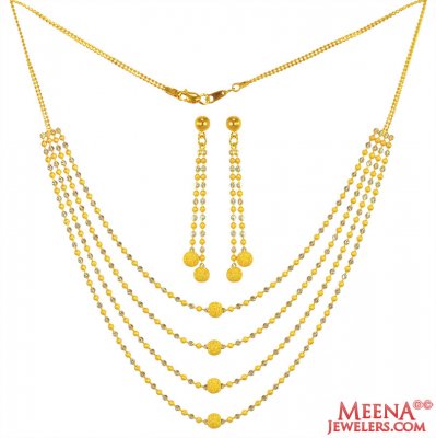 22Kt Gold Two Tone Layered Set ( Light Sets )