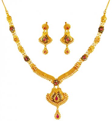 22kt Gold Necklace Set ( Gold Designer Sets )