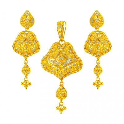 22 karat Gold Two Tone Pendant Set ( Gold Pendant Sets )