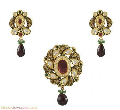 22K Exclusive Kundan Pendant Set ( Antique Pendant Sets )