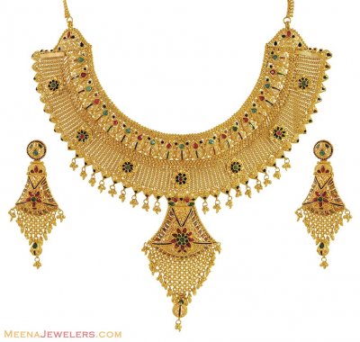 Indian Bridal Necklace Set (22 Kt) ( Bridal Necklace Sets )