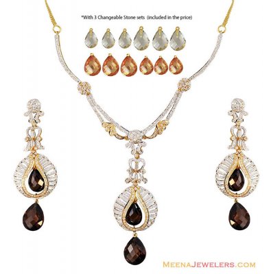 22k Gold Changeable Stones Set  ( Precious Stone Sets )